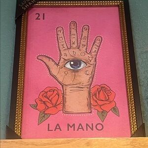 Vintage Card Games- La Loteria Prints-  New Framed- 
LA MANO - Astrological